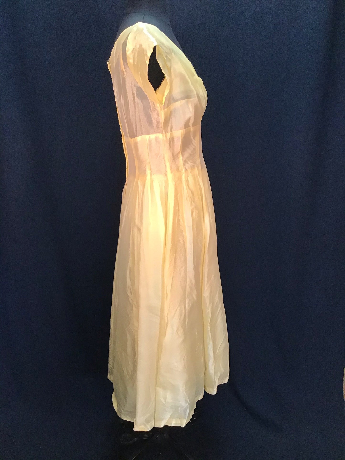 Vintage 1950s Pale Yellow Organza Rockabilly  Dress