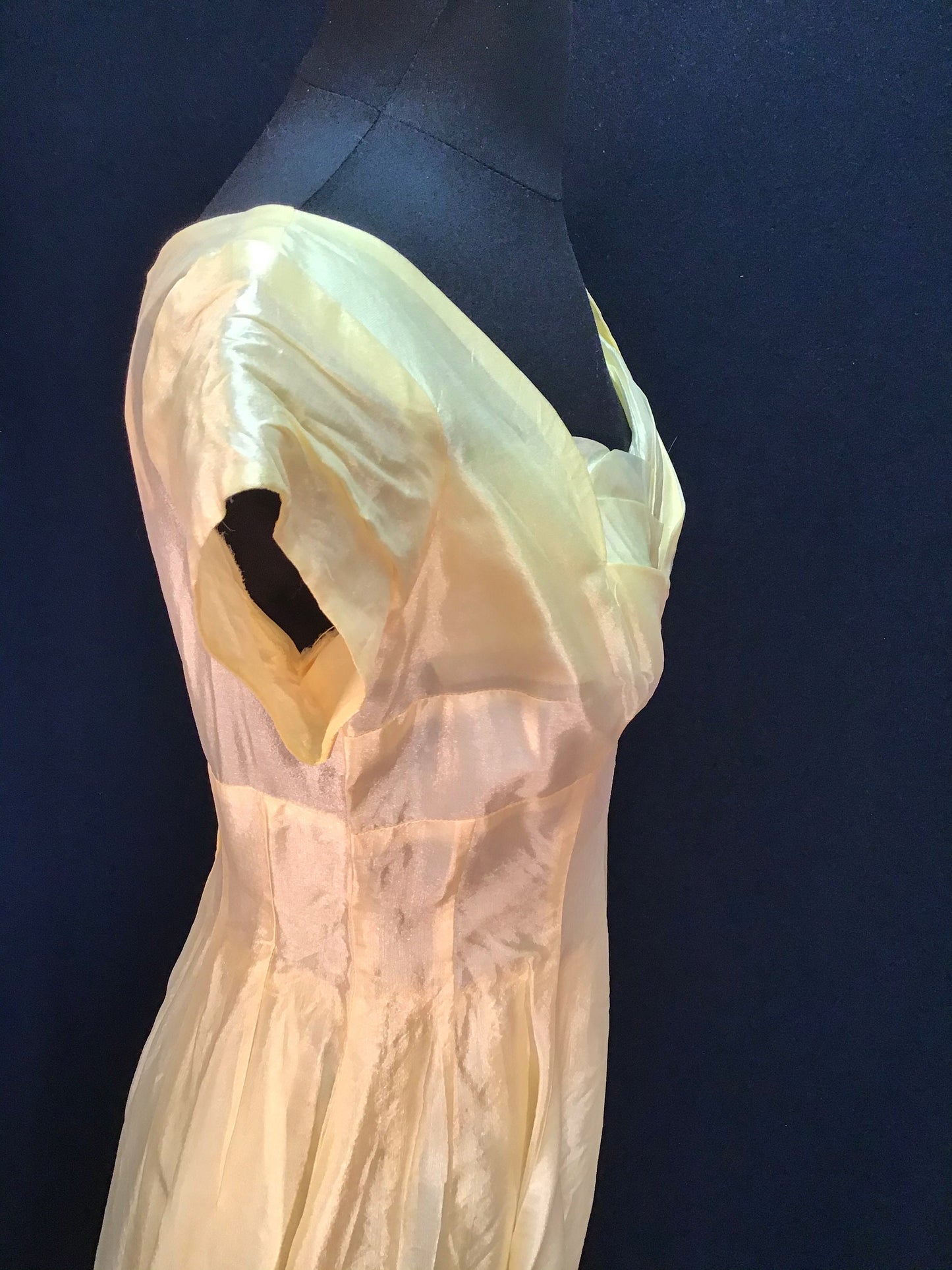 Vintage 1950s Pale Yellow Organza Rockabilly  Dress