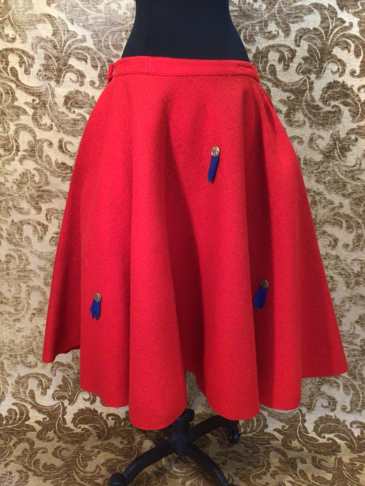 Red Felt Poodle Style Skirt with large Appliqué