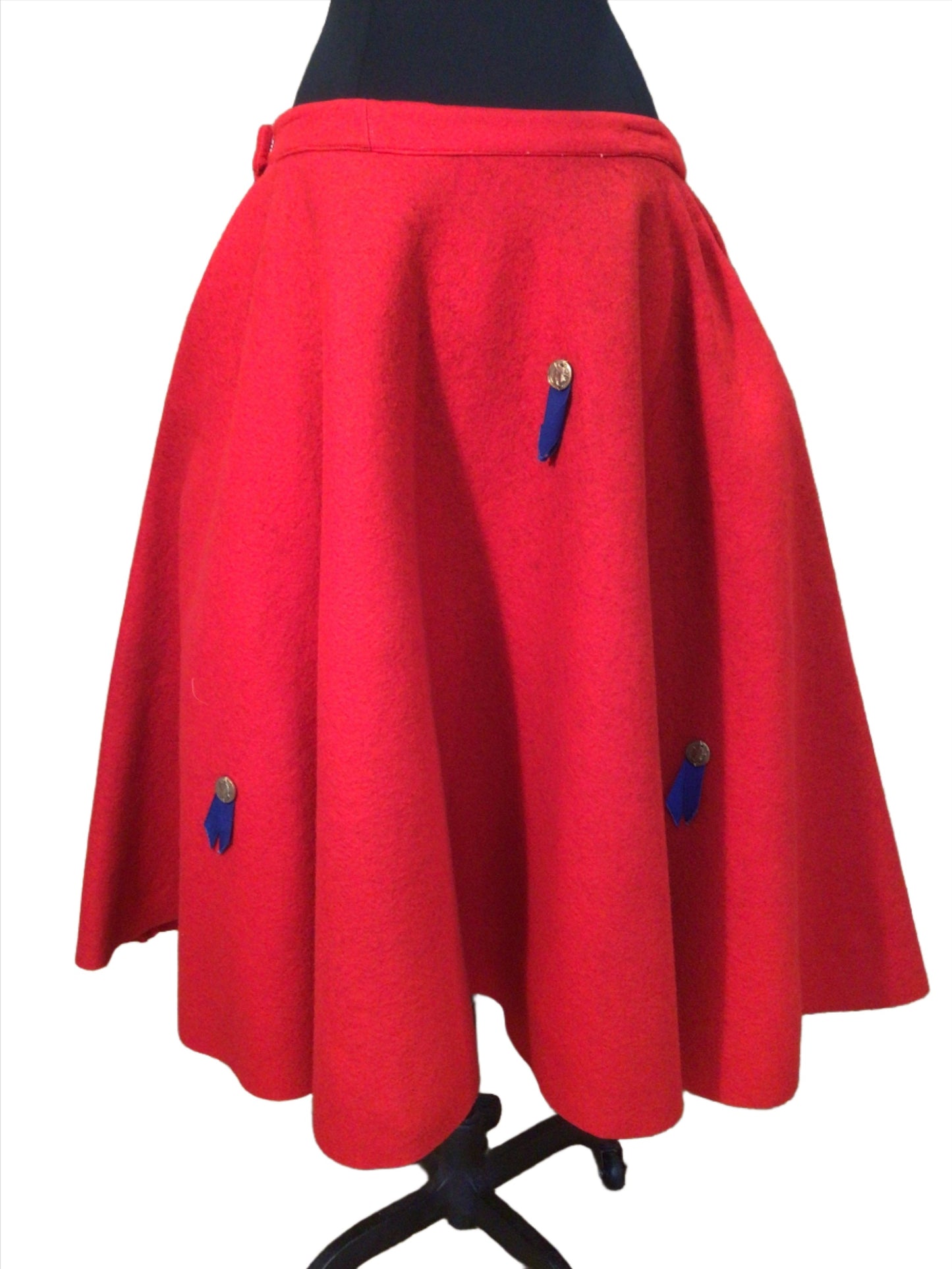 Red Felt Poodle Style Skirt with large Appliqué