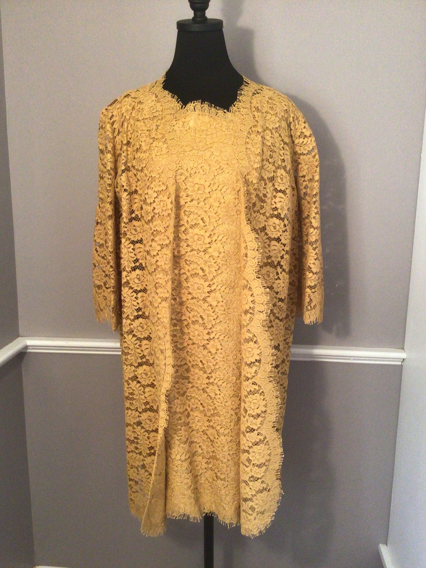 Authentic Vintage 1960s 2 piece Jacket and Dress Lace ensemble.