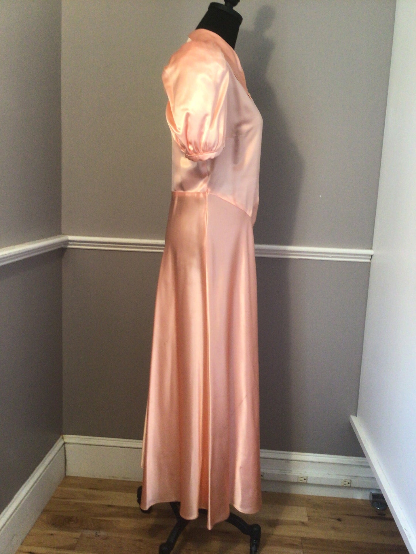 Authentic Vintage 1940s pink silk Satin Dress Gown