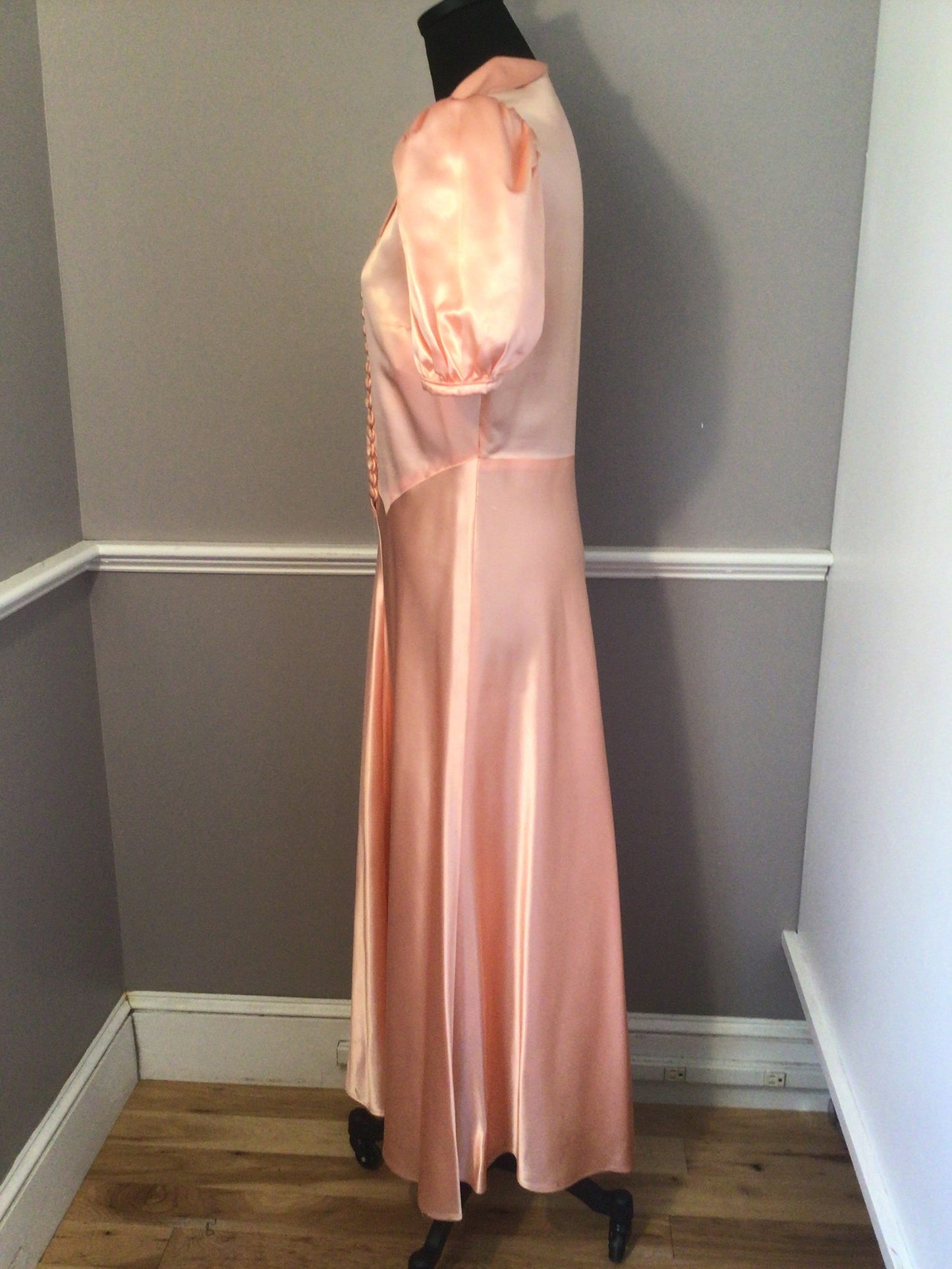 Authentic Vintage 1940s pink silk Satin Dress Gown