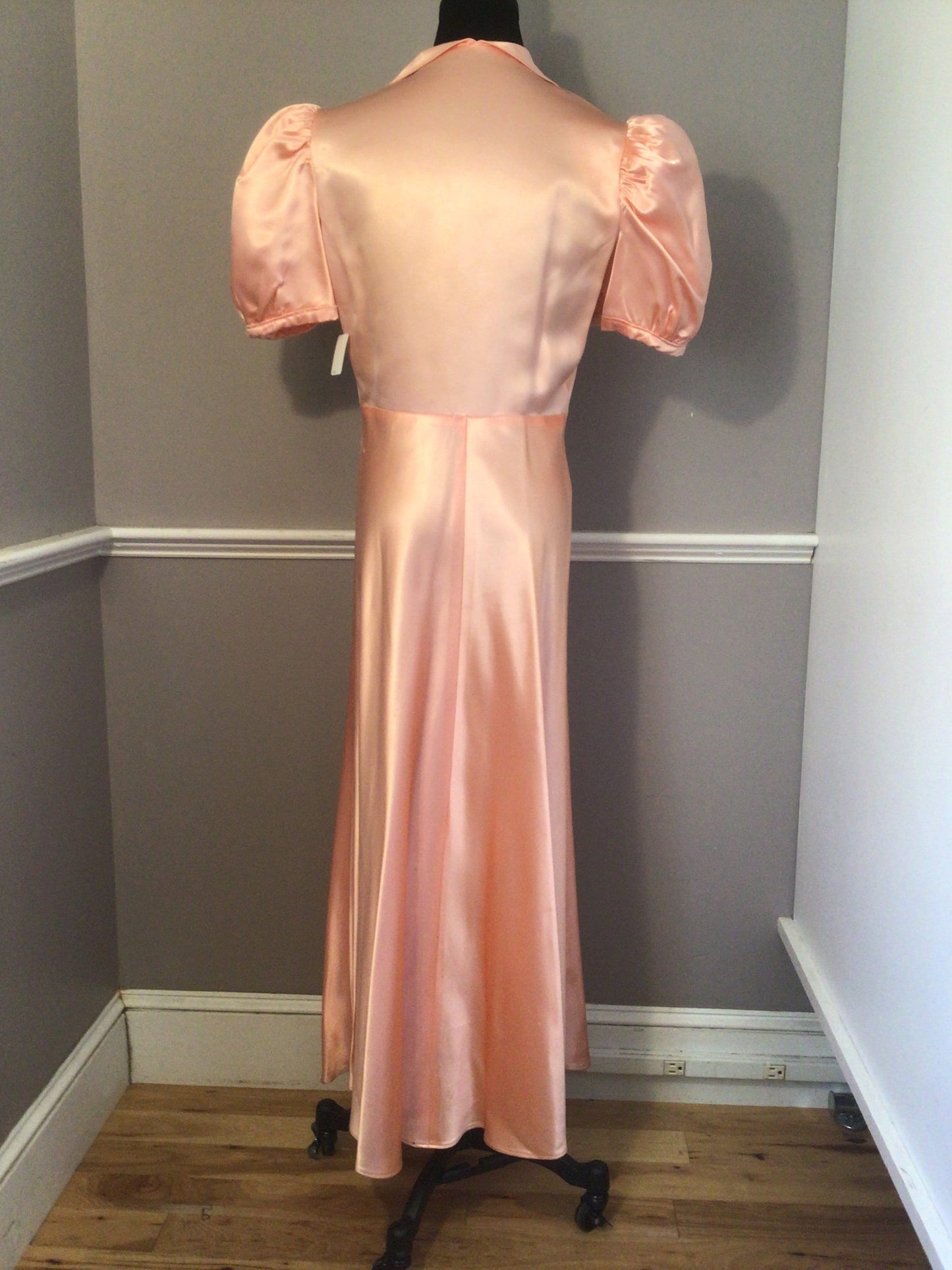 Authentic Vintage 1940s pink silk Satin Dress Gown