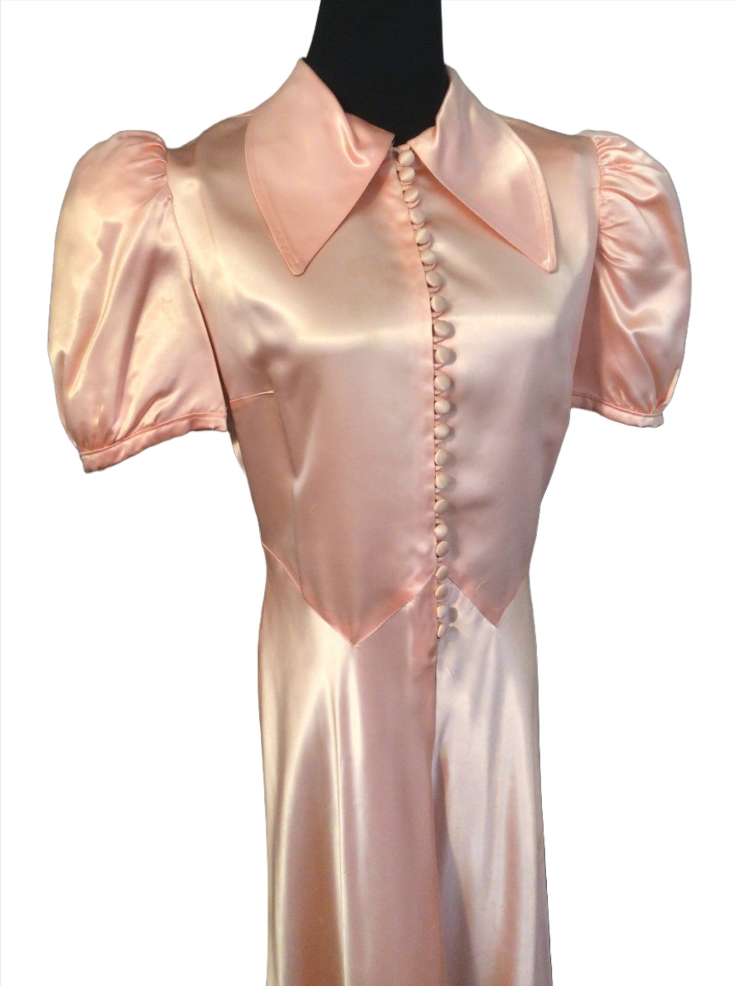 Authentic Vintage 1940s pink silk Satin Dress Gown