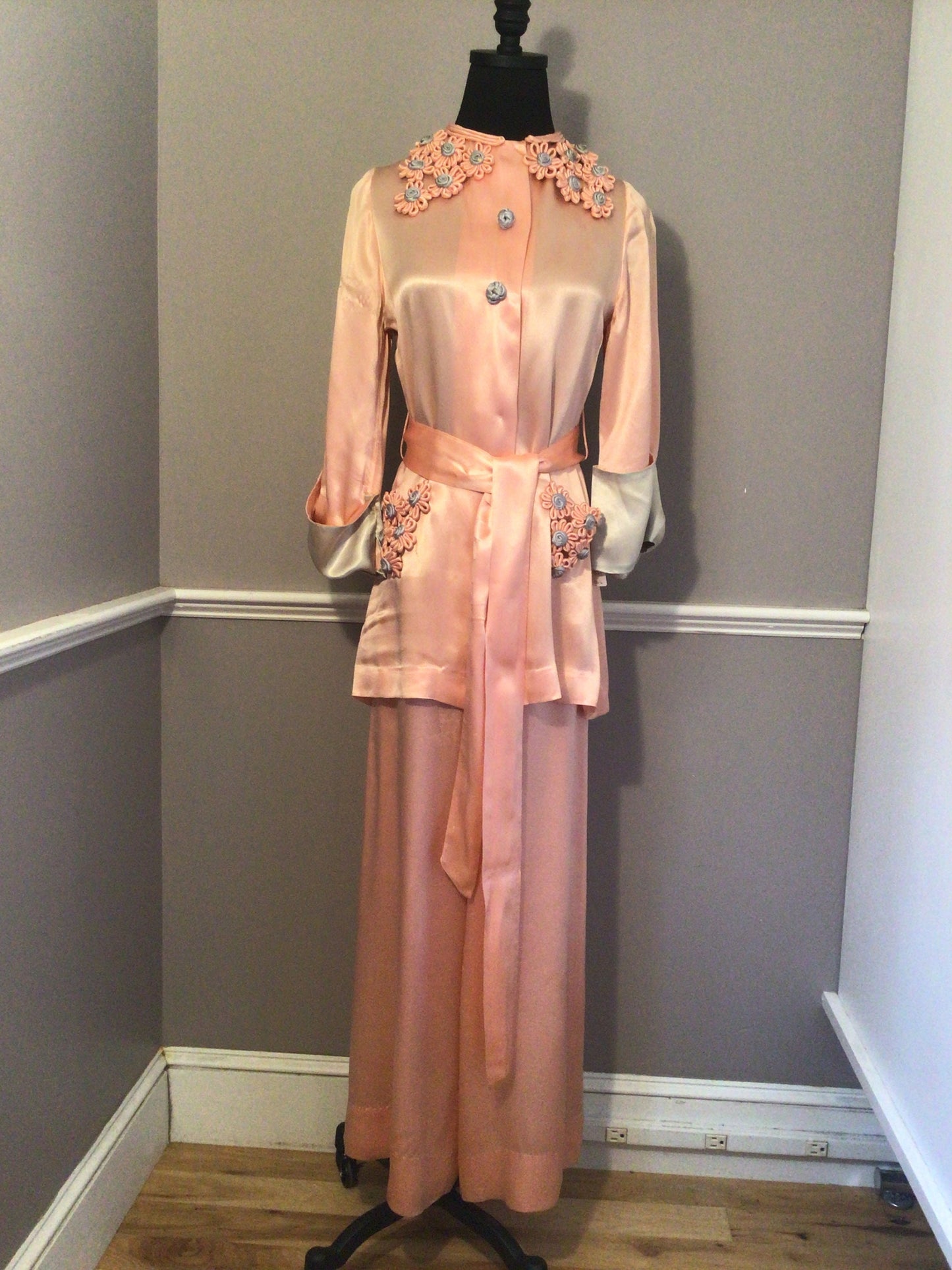 Vintage “Nat Lewis” late 30s/40s Rose Pink Silk 2pc Pajamas