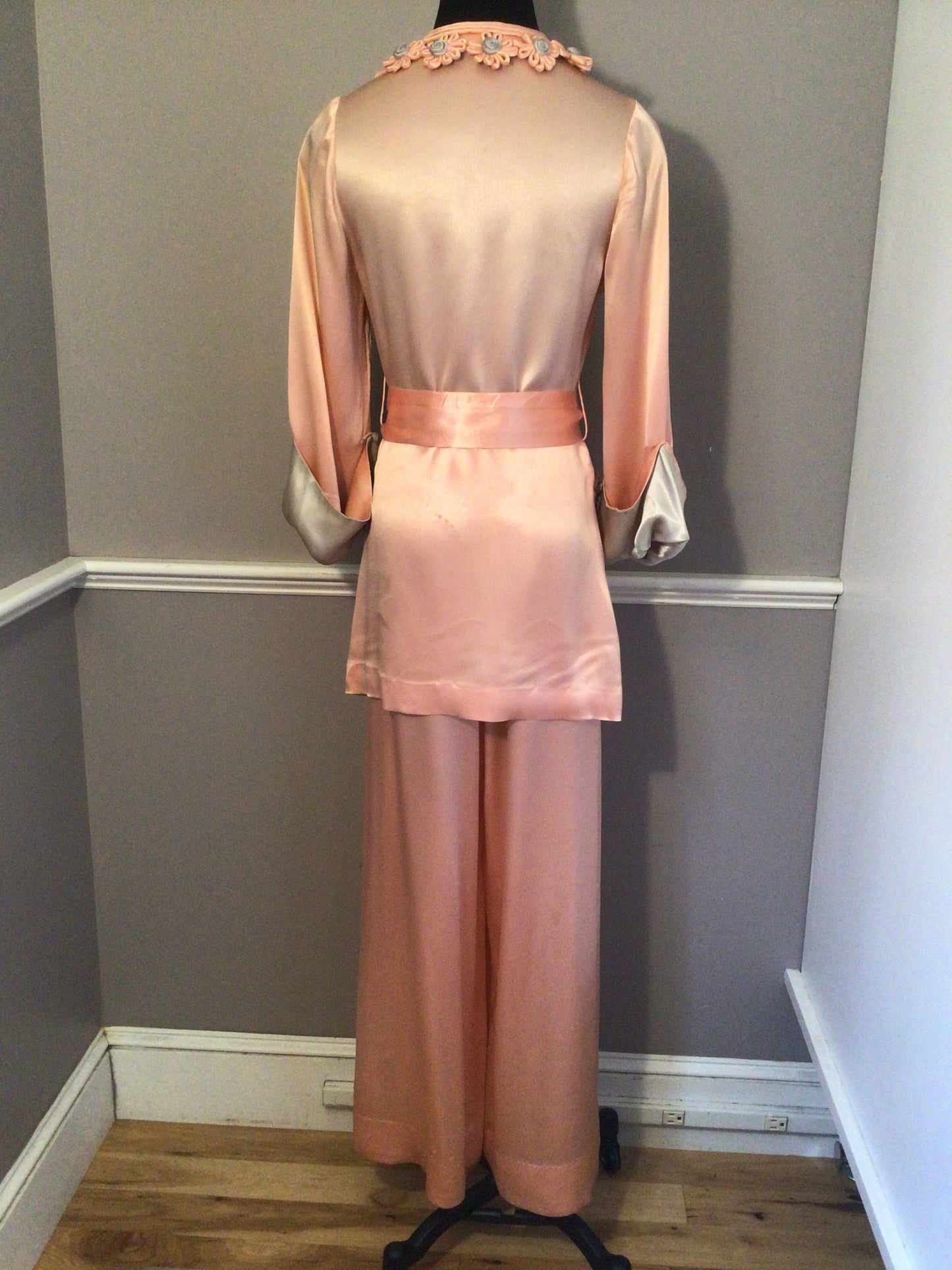 Vintage “Nat Lewis” late 30s/40s Rose Pink Silk 2pc Pajamas