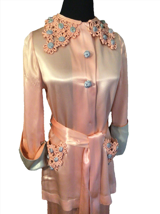 Vintage “Nat Lewis” late 30s/40s Rose Pink Silk 2pc Pajamas