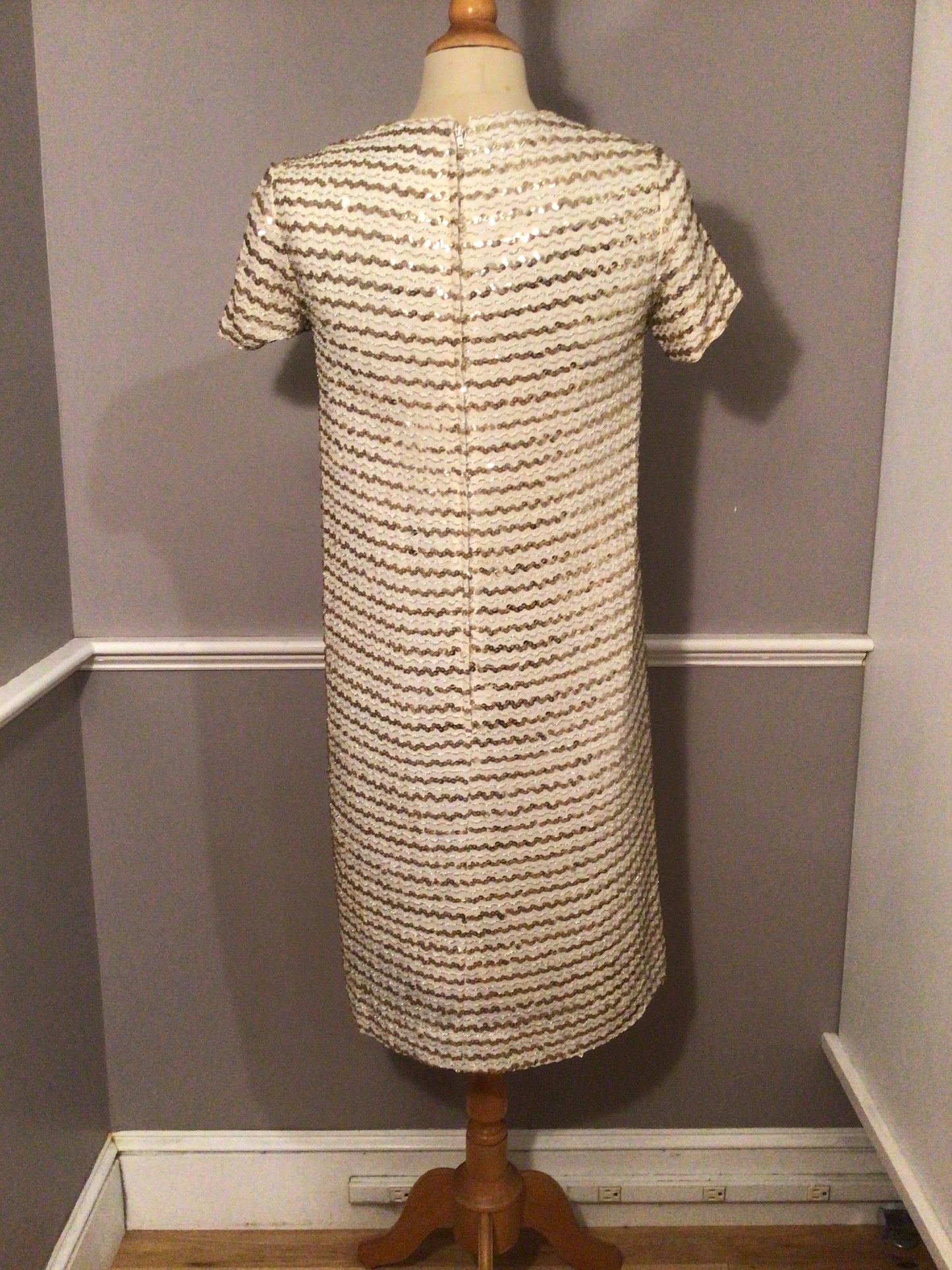 Authentic 1960s Saks Fifth Ave Striped Sequin Mini Dress