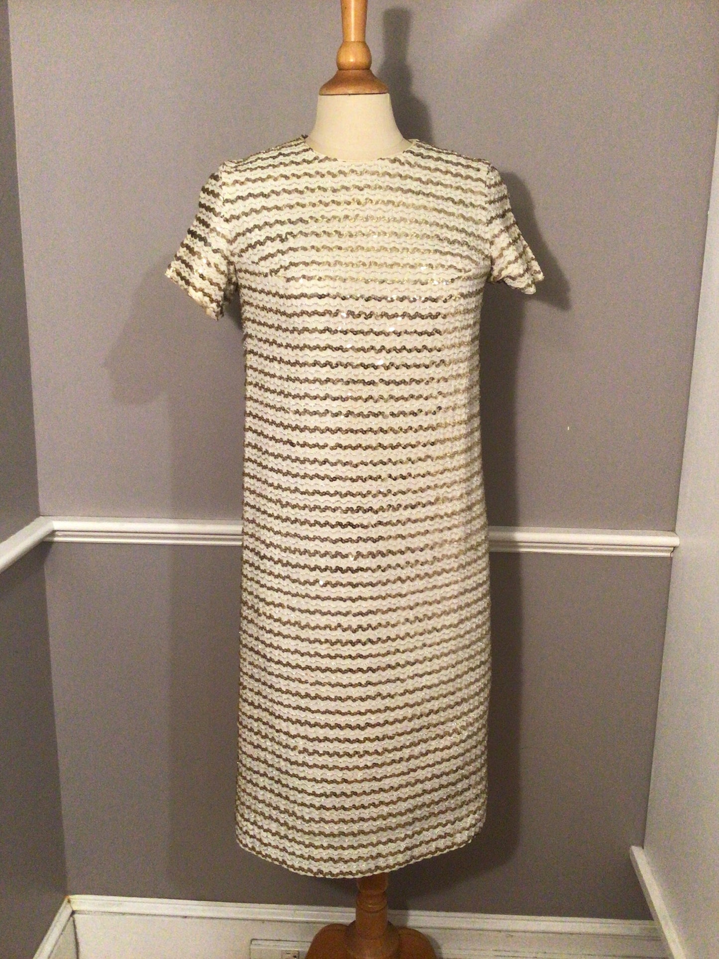 Authentic 1960s Saks Fifth Ave Striped Sequin Mini Dress