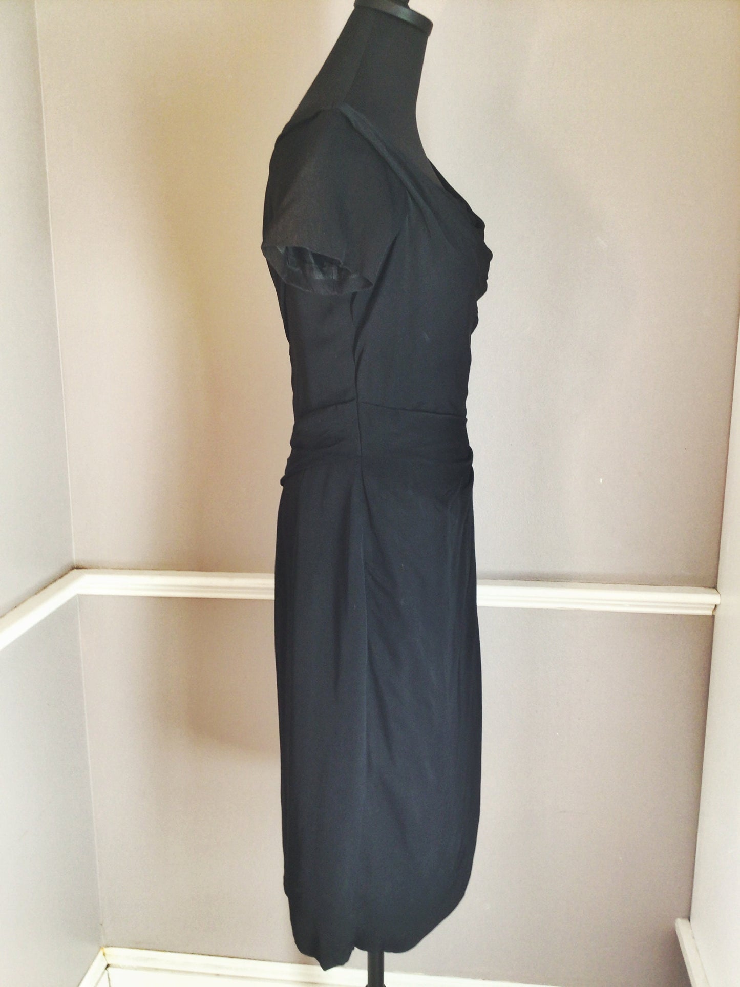 Authentic Vintage 1960s Ceil Chapman Silk Crepe Little Black Dress