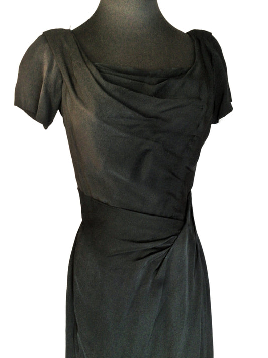 Authentic Vintage 1960s Ceil Chapman Silk Crepe Little Black Dress