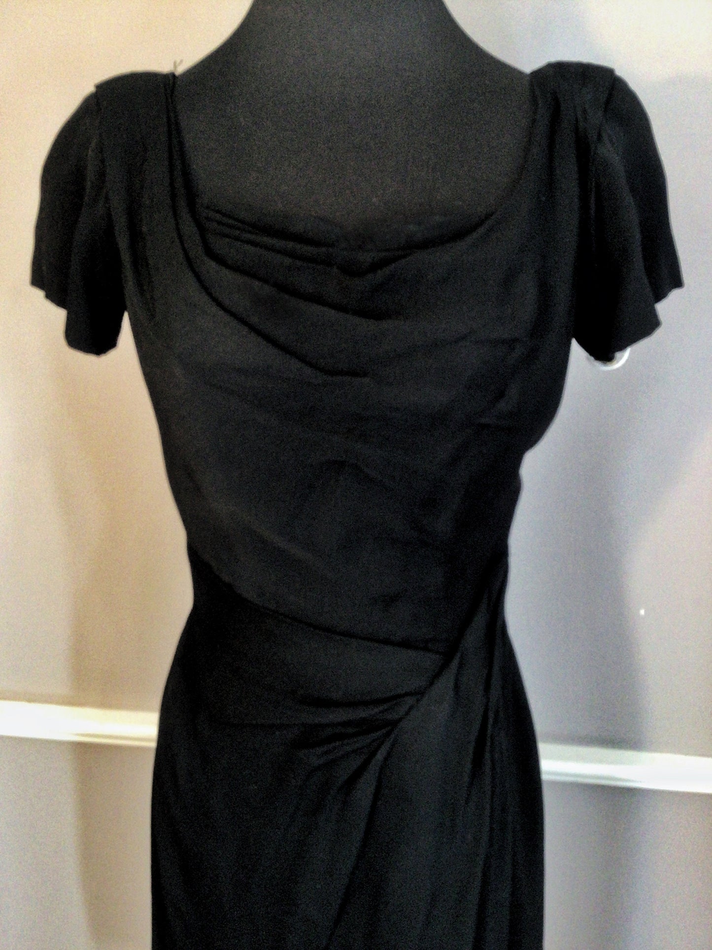 Authentic Vintage 1960s Ceil Chapman Silk Crepe Little Black Dress