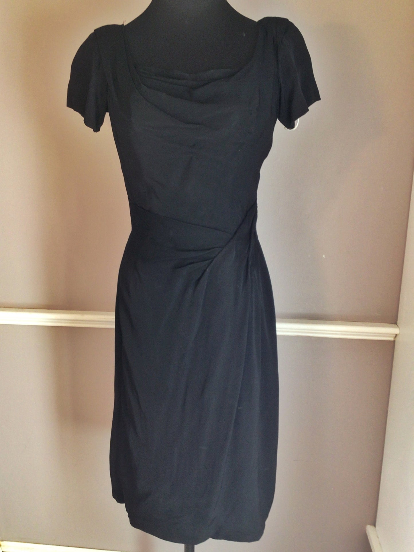 Authentic Vintage 1960s Ceil Chapman Silk Crepe Little Black Dress