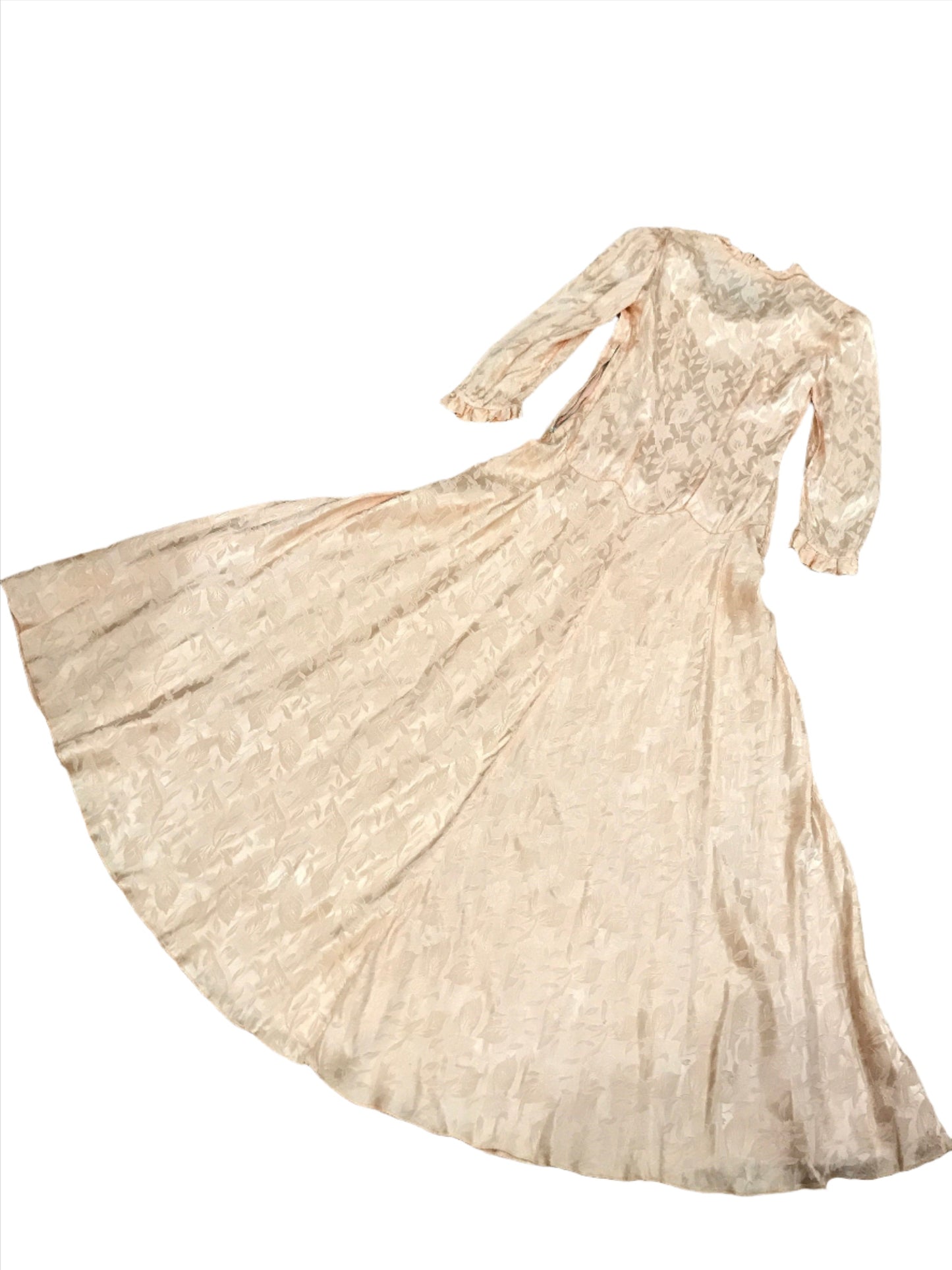 Authentic Vintage 1930s Peach Brocade Evening Gown