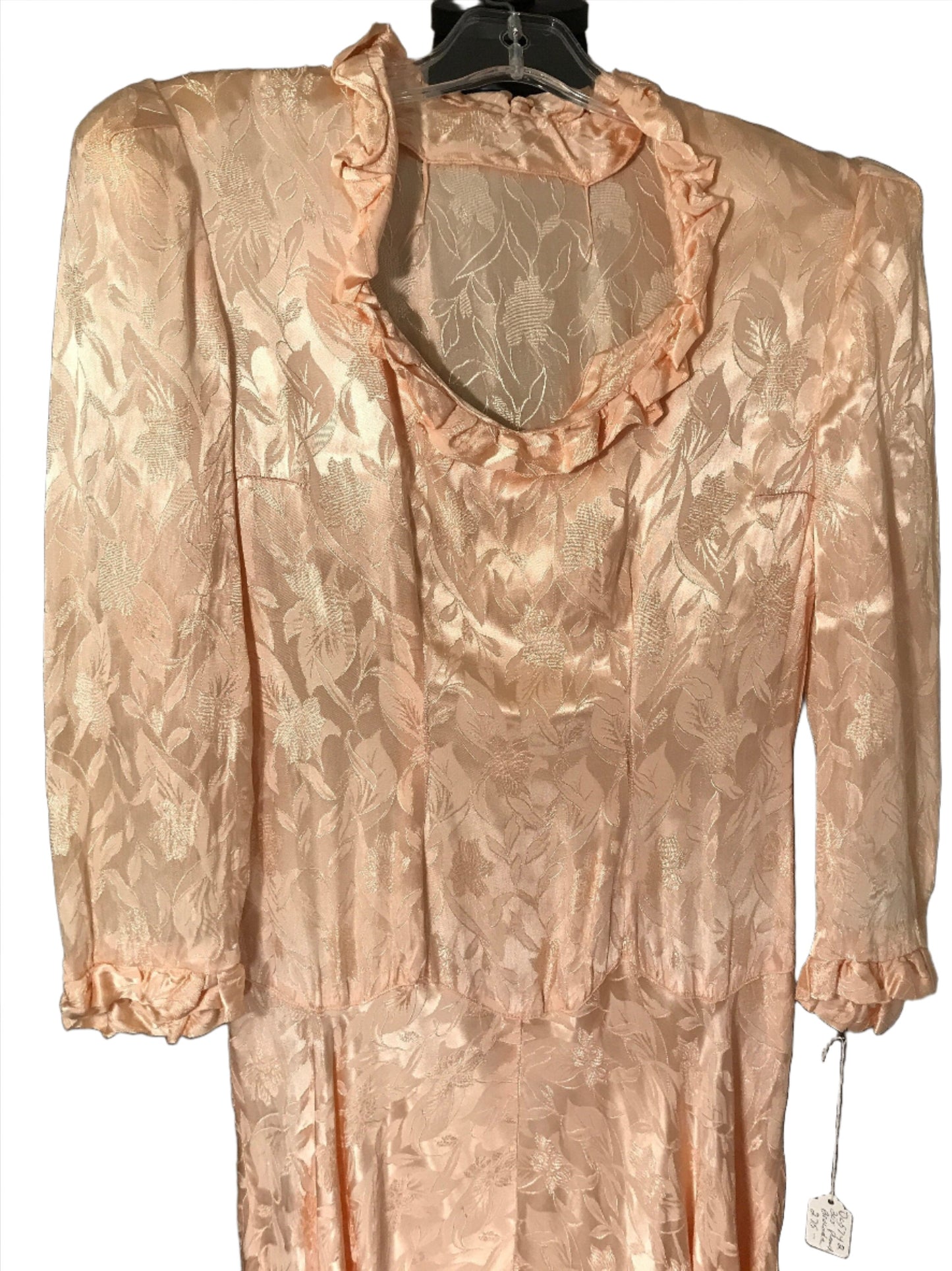 Authentic Vintage 1930s Peach Brocade Evening Gown