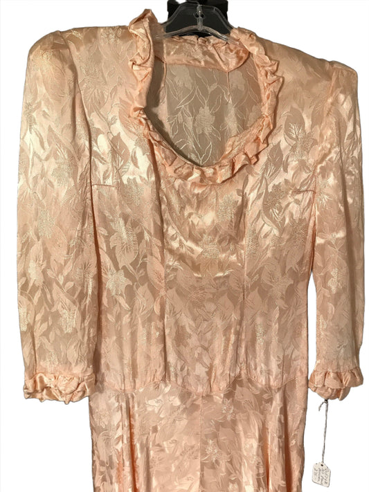 Authentic Vintage 1930s Peach Brocade Evening Gown